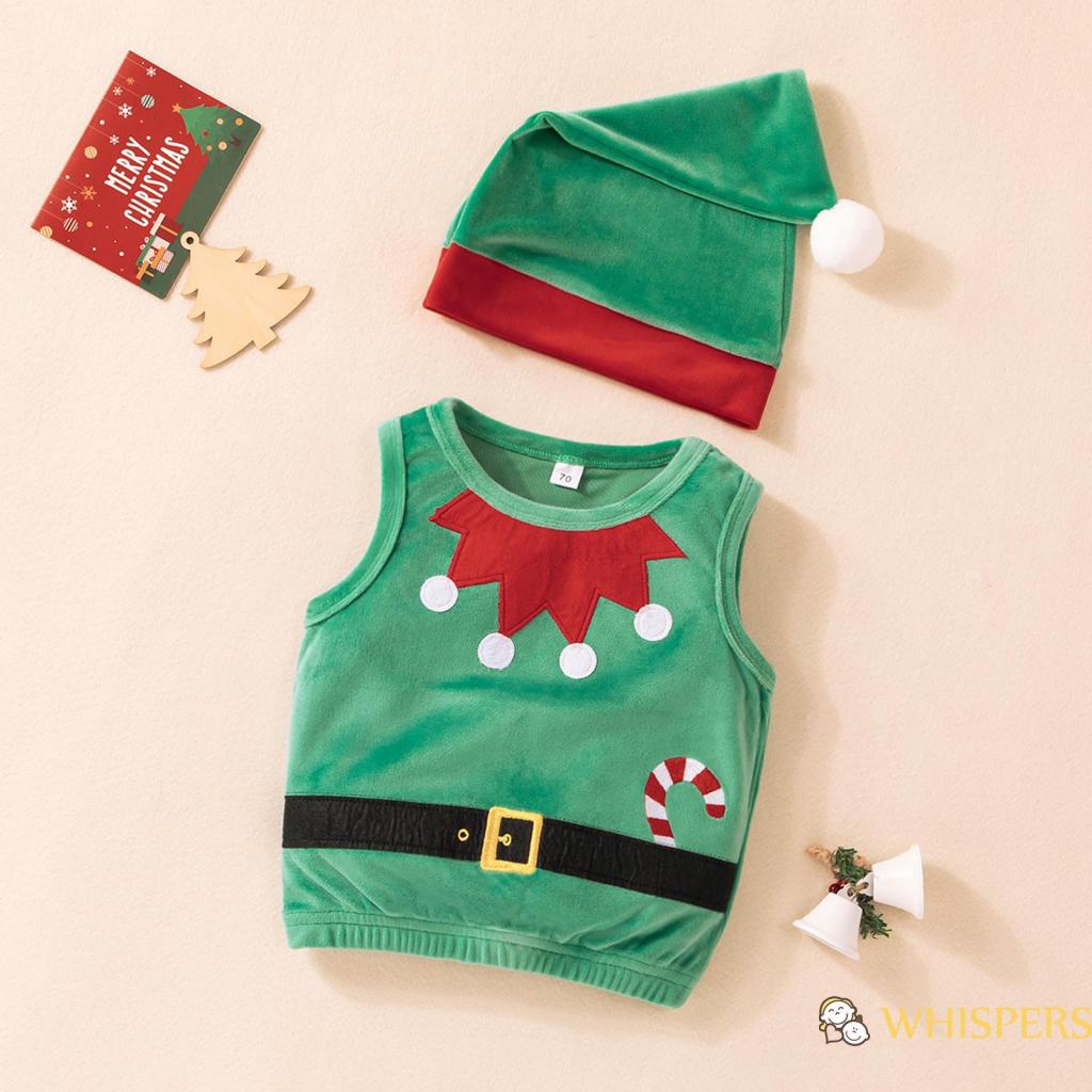 Áo Thun Ba Lỗ + Nón Ông Già Noel Cho Bé