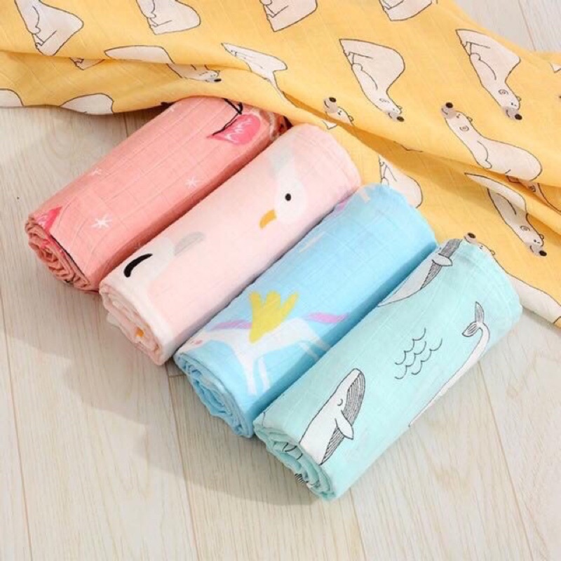 ( Hàng Loại 1)  Khăn Tắm Aden Anais Sợi Tre Siêu Mềm KT 120-120cm, Khăn Đa Năng, Sợi Tre 100% 2 Lớp Mềm Mịn
