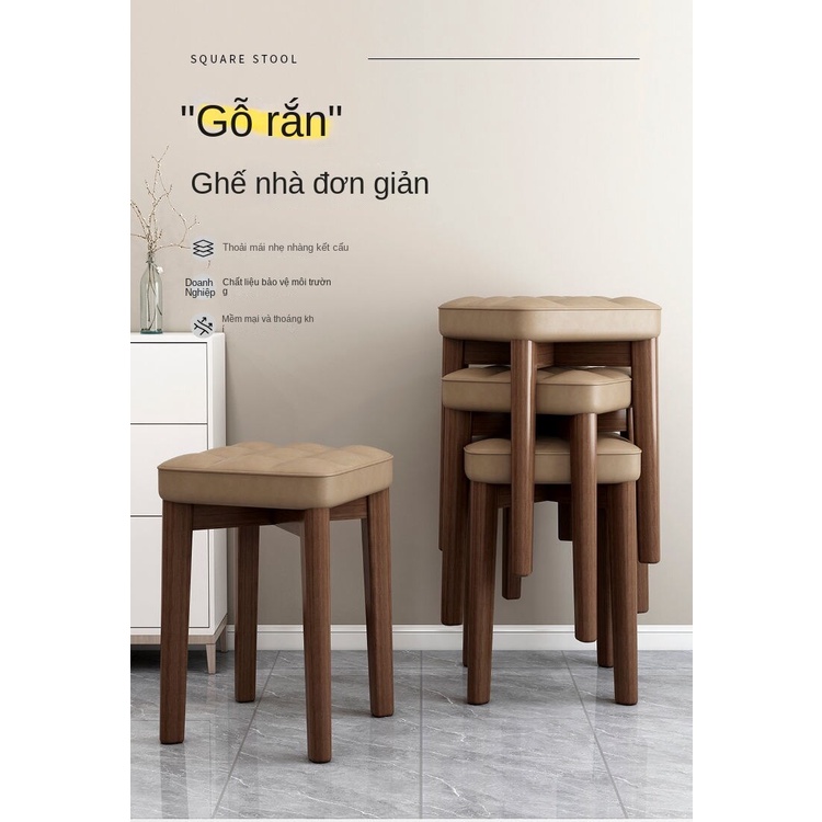 Ghế Ngồi Bàn Trang Điểm Bằng Gỗ Và Da Đơn Giản Hiện Đại