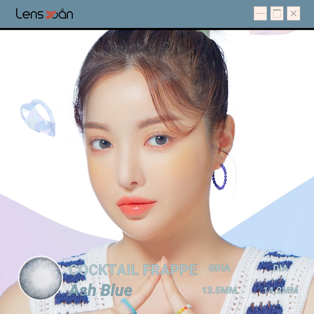 KÍNH ÁP TRÒNG COCKTAIL FRAPPE ASH BLUE CỦA LENS ME: Lens xanh lam hiệu ứng pha lê trong trẻo | Lens Xoắn