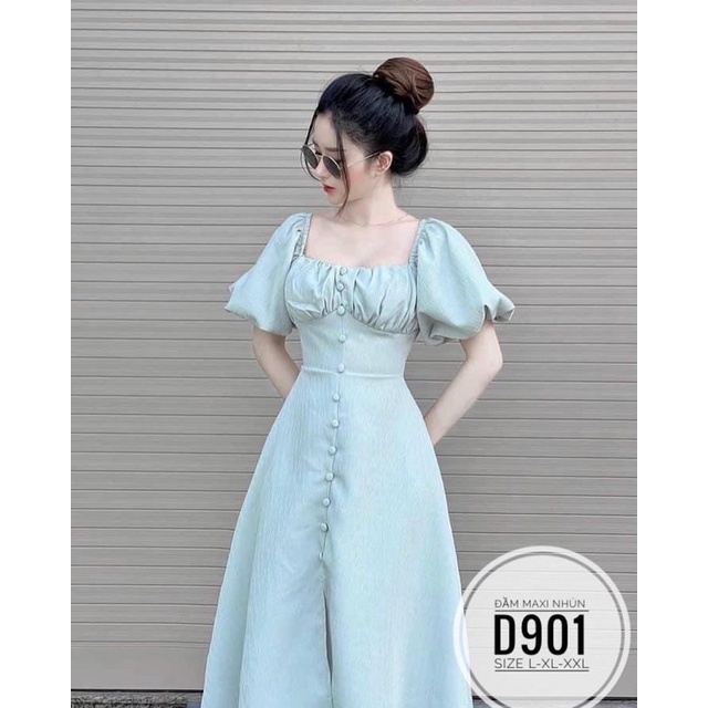 [ BIGSIZE ] Đầm maxi nút bọc cao cấp từ 55-90kg