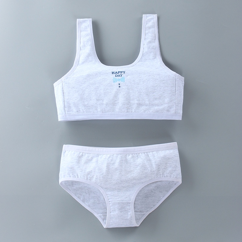 Bộ Áo Lót Hai Lớp + Quần Lót Vải Cotton Dành Cho Bé Gái Tuổi Dậy Thì 8-16 Tuổi
