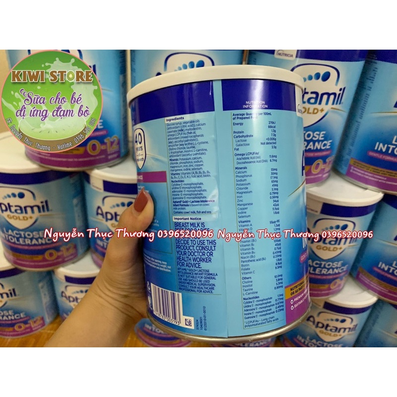 Sữa Aptamil Free Lactose Delact (Lactose Intolerance) dành cho bé bất dung nạp Lactose Úc 900gr