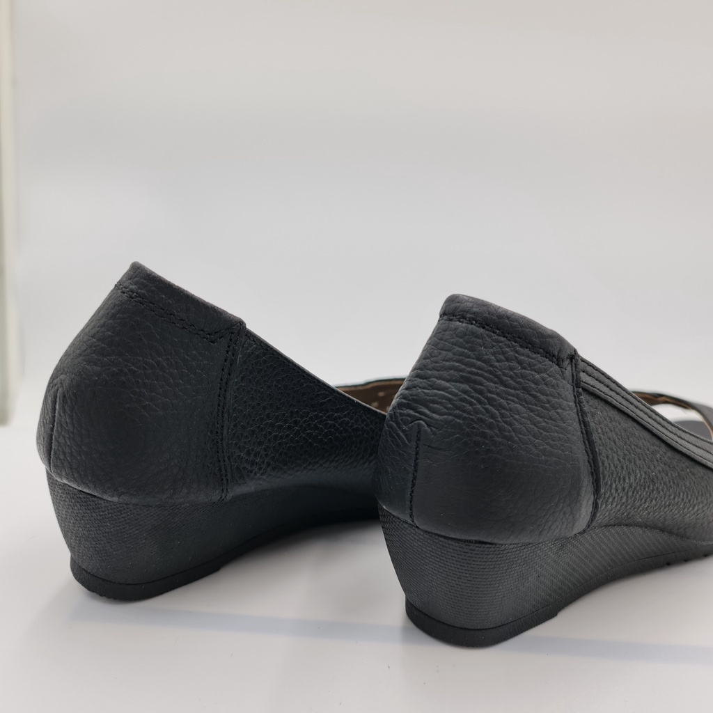 Giày đế xuồng nữ 3p hở mũi mũi tròn da bò mềm LUNASHOES 24810 bảo hành 2 năm 1 đổi 1 giày nữ trung niên cho mẹ