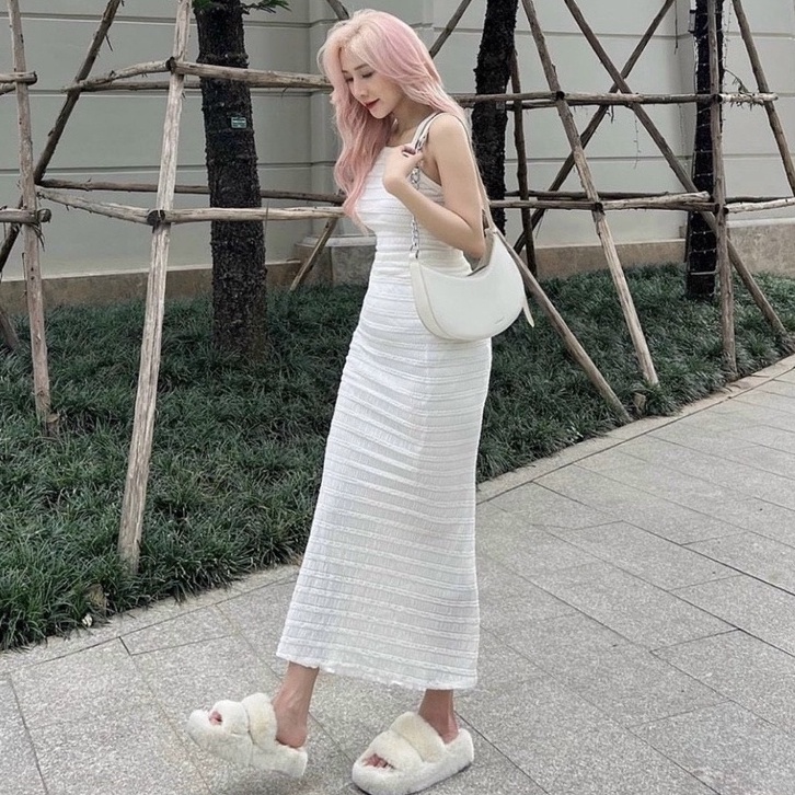 Set đồ nữ áo croptop kèm chân váy body suông dài đi biển dạo phố HATI