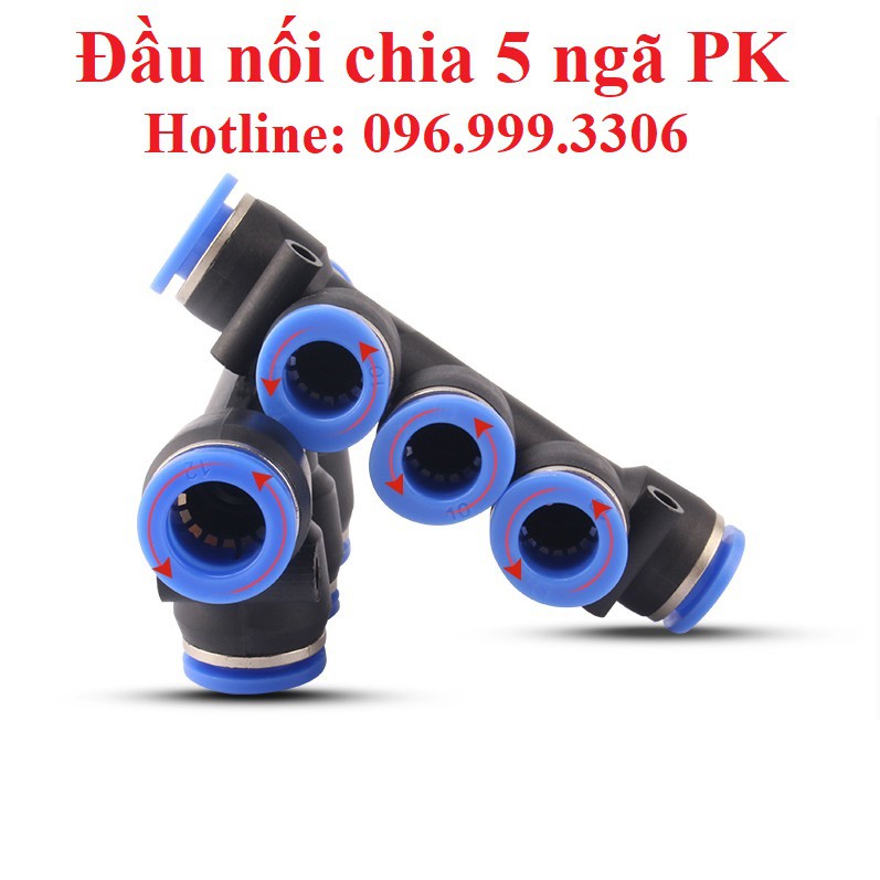 Đầu nối chia 5 ngã PK khí nén, phun sương chịu được áp suất cao đầy đủ kích cỡ giá sỉ