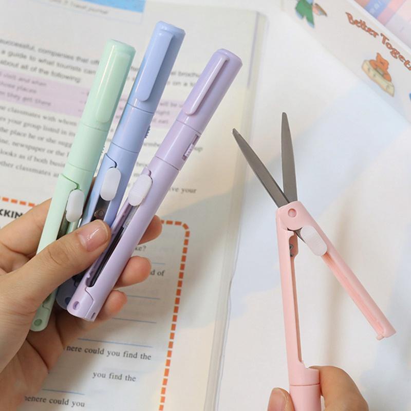 Set Bút Dao trổ và Kéo Mini 2 Trong 1 Thiết kế thông minh nhiều màu sắc đa năng tiện lợi