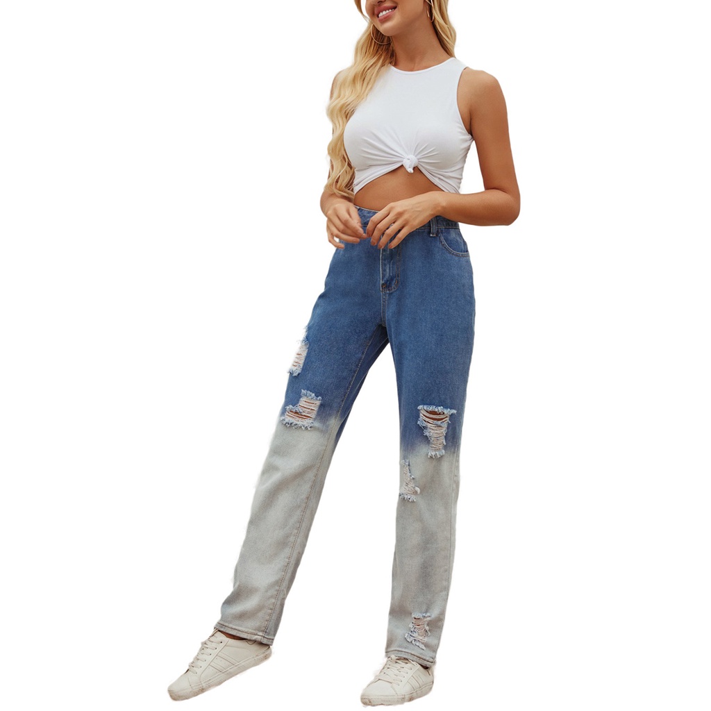 Quần Dài Jean Nữ Rách Kiểu Thời Trang Cá Tính