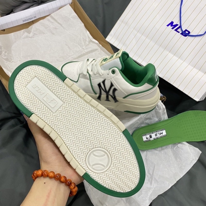 Giày MLB Chunky Liner New York Yankees White Green kẻ xanh lá bản sc cực chất hè 2023 full box bill