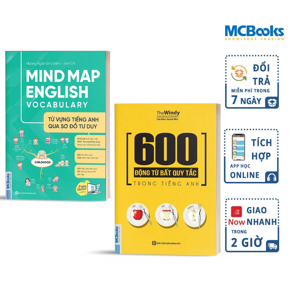 Sách - Combo Mind Map English Vocabulary Và 600 Động Từ Bất Quy Tắc Trong Tiếng Anh - Kèm App Học Online