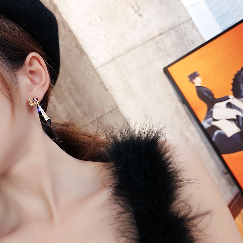 Hoa Tai Dáng Dài Hình Mặt Trăng Và Ngôi Sao Đính Đá Mạ Bạc 925 Cho Nữ