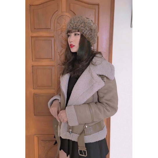 Áo khoác Zara da lộn màu nude+ đen lông trần chống thấm nước cực ấm (new collection 2018) | BigBuy360 - bigbuy360.vn