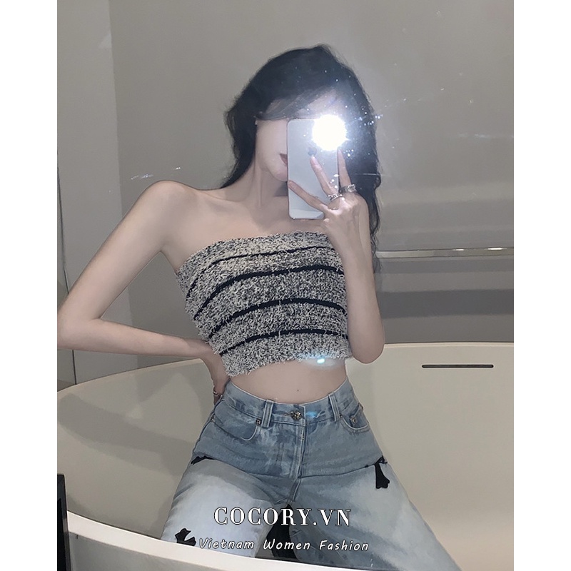 Cocory vn Áo Ống Dệt Kim Không Tay Phong Cách Hàn Quốc Quyến Rũ Dành Cho Nữ