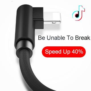 1/2/3m 90°Elbow Double-faced Nylon USB Cable for iPhone Fast Charge  L Type Data Cable