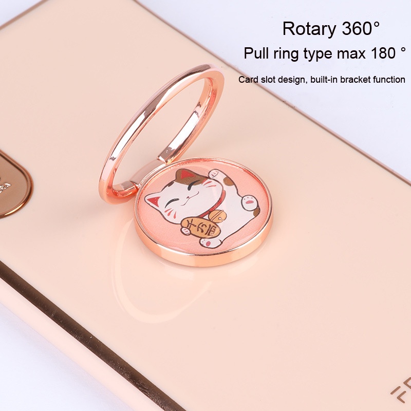 Vòng Nhẫn Xỏ Ngón Kiêm Giá Đỡ Điện Thoại Hình Tròn Bằng Kim Loại Mạ Điện Xoay 360 Độ 8 Màu Tùy Chọn