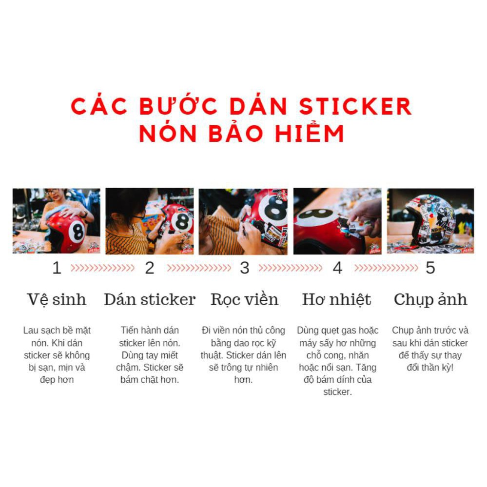 10 hình Sticker dán mũ bảo hiểm, vali, laptop cực xinh PVC chống nước cắt sẵn
