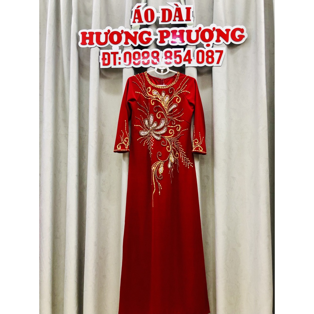 ÁO DÀI TRUNG NIÊN LỤA ĐỎ SAKE CAO CẤP