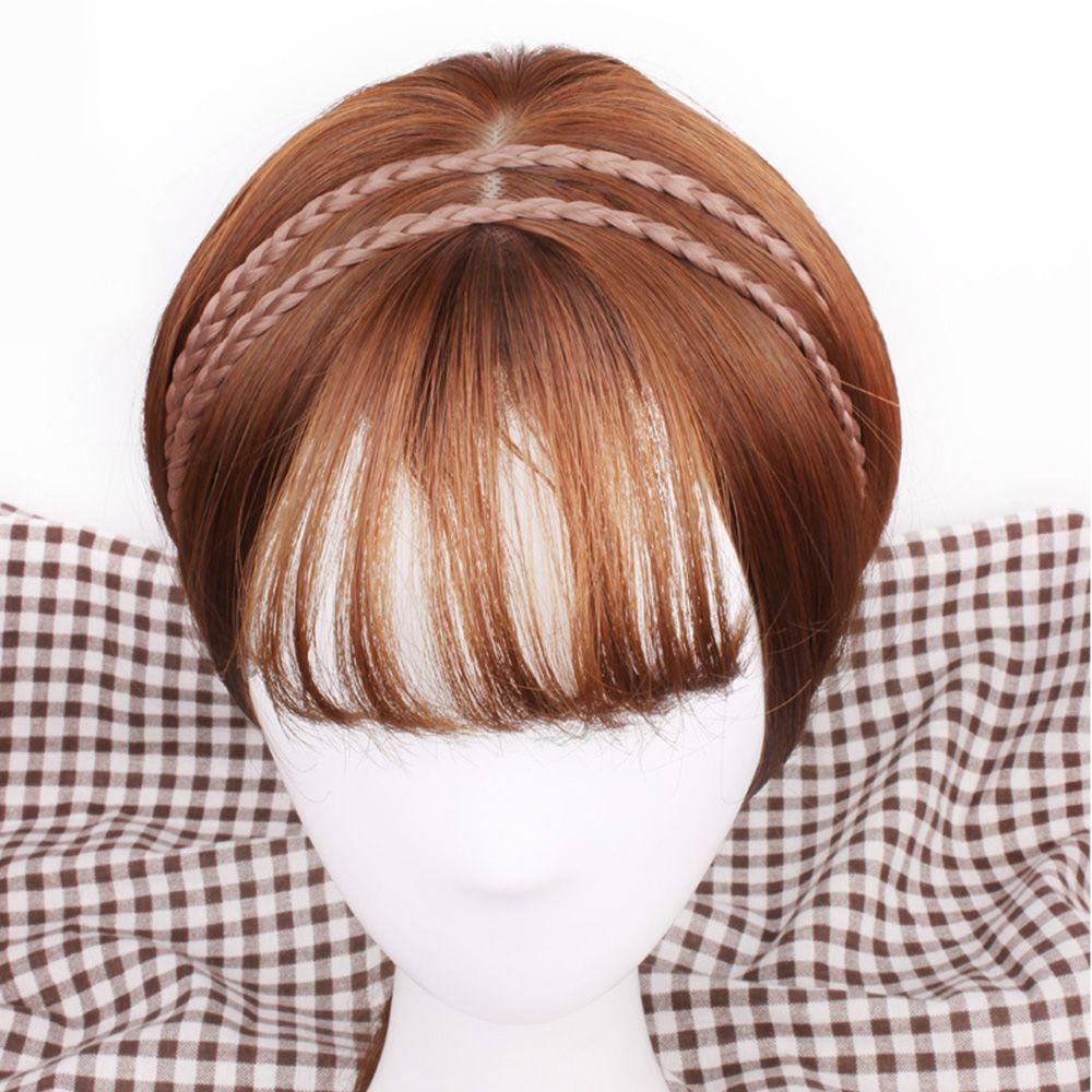 Băng Đô Cài Tóc Giả Thắt Bím Bằng Sợi Tổng Hợp Co Giãn 4 Màu Tùy Chọn