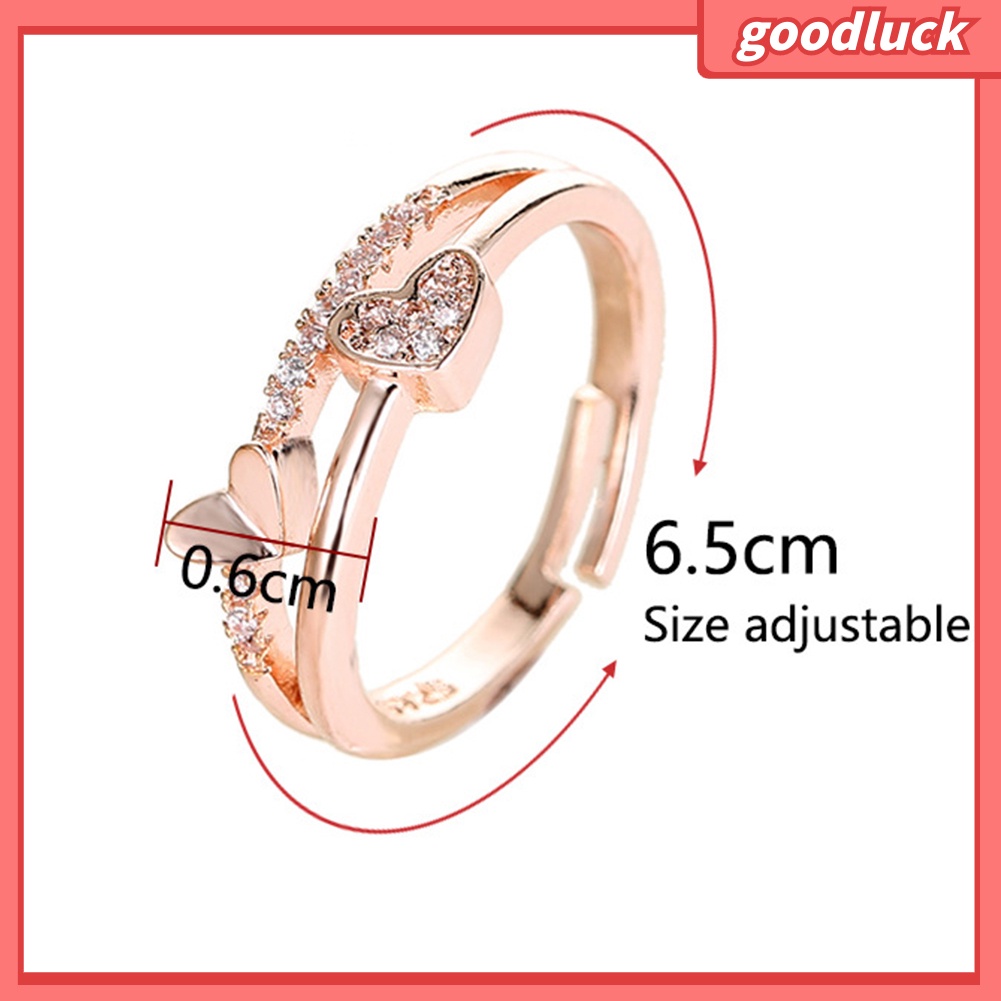 Nhẫn Hở Hình Trái Tim Đính Đá Cho Nữ