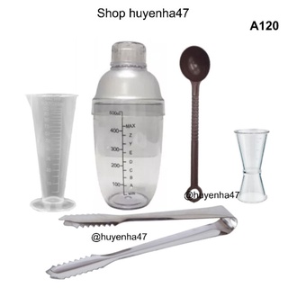 Bộ 5 dụng cụ định lượng pha chế shaker A120 pha trà sữa đồ uống cocktail trà chanh trà hoa quả