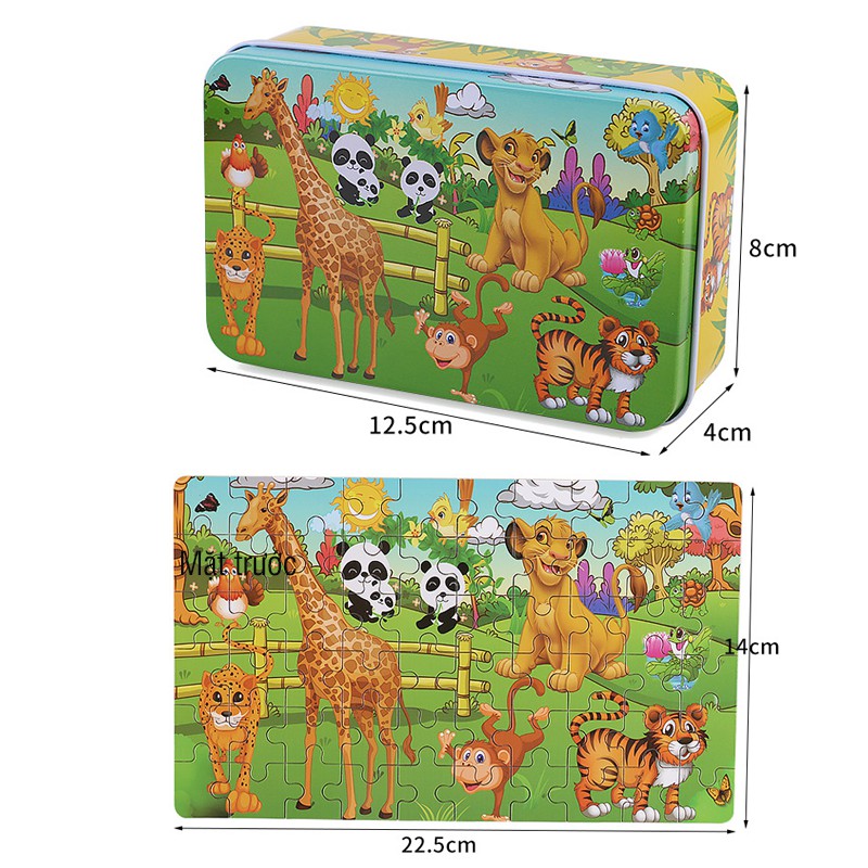 ĐƯỢC CHỌN 20 MẪU] Đồ chơi tranh ghép 60 mảnh gô Puzzle hộp đựng sắt cao cấp cho bé