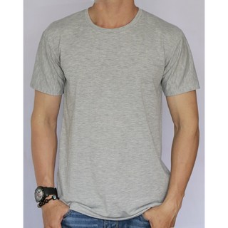 Áo thun nam trơn cotton cổ tròn - Xám trắng