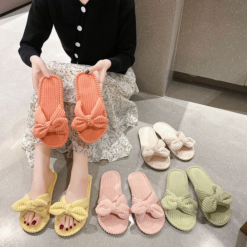 Dép lê mang trong nhà thắt nơ thời trang 4 mùa 2022 cho nữ/ học sinh