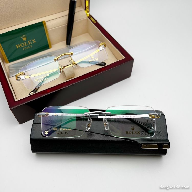 Kính Không Tròng, RO-LEX, Chất liệu Titanium mạ vàng 18k, Phiên bản cao cấp bảo hành 12 tháng - donghokinhmat168