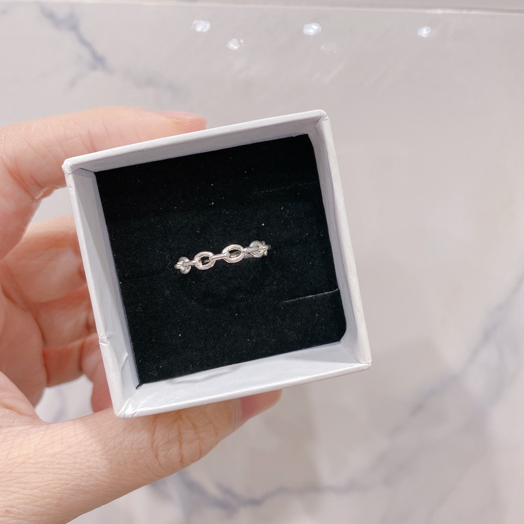 Nhẫn Bạc Ta CaoBac Jewellery Cho Nữ Kiểu Trơn Không Đính Đá Hoạ Tiết Chuỗi Xích Unisex Basic