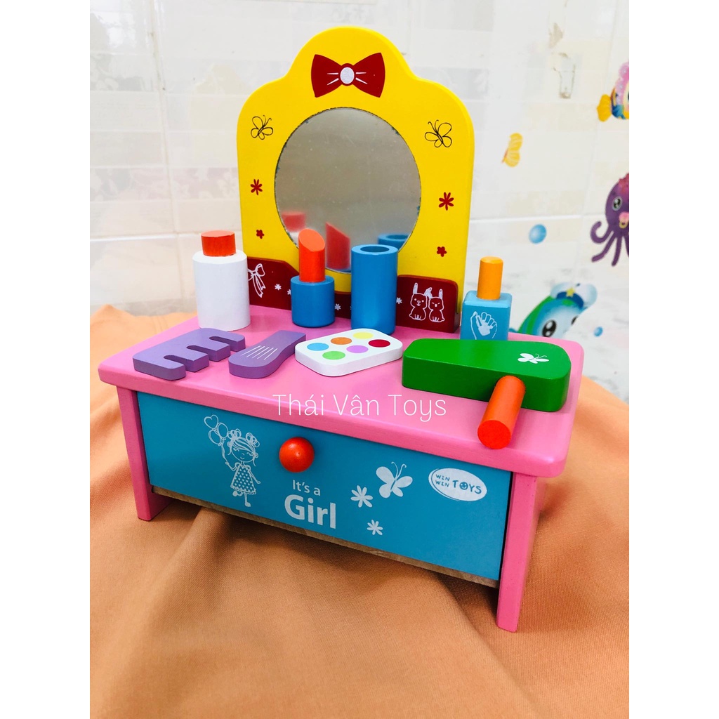 Bàn Trang Điểm công chúa mini - Đồ chơi bé gái đóng vai hóa trang làm đẹp