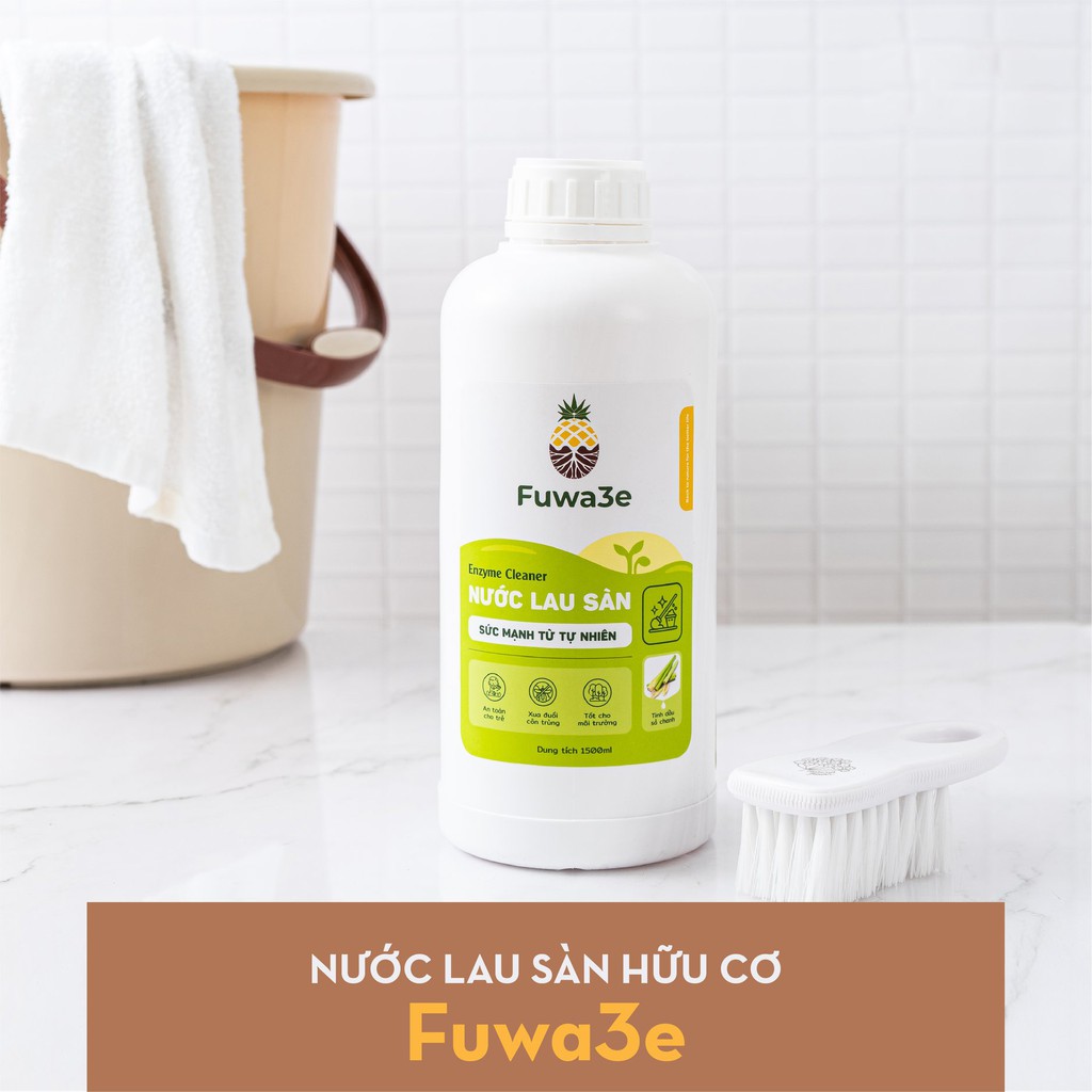 Nước lau sàn Fuwa3e hữu cơ organic sả chanh khử mùi đuổi muỗi kiến diệt nấm mốc 1.5L