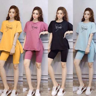 Đồ bộ nữ form rộng xẻ tà cao cáp thun cotton 100%