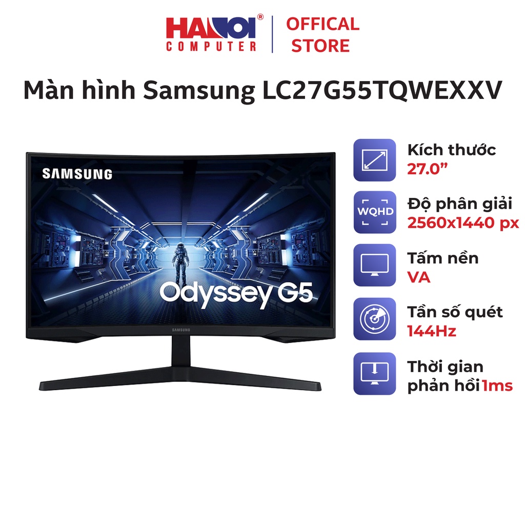 Màn hình Samsung LC27G55TQWEXXV (27inch/WQHD/VA/144Hz/1ms/250nits/HDMI+DP/FreeSync)