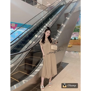 Váy sơ mi đũi dáng dài restock
