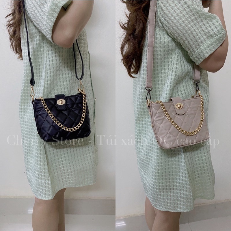 Túi xách nữ đeo chéo công sở trần ô chất da đẹp đi chơi đi tiệc hàng loại 1 Andrey Bag CS666