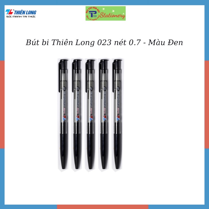 Bút Bi Thiên Long TL023 ngòi 0.8mm viết trơn, mực đều màu xanh đen đỏ, hàng chính hãng Thiên Long