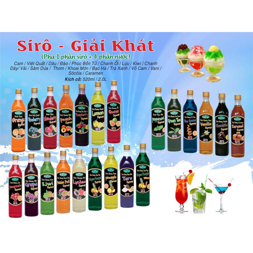 Siro trái cây Golden Farm chia lẻ nhiều vị (100ml) | BigBuy360 - bigbuy360.vn