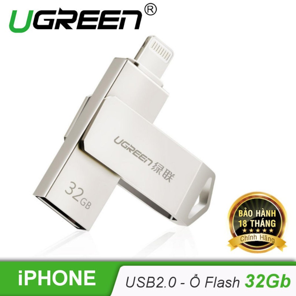 Bộ nhớ iphone ipad mở rộng Cao Cấp Ugreen 30616(dung lượng 32GB chíp sét MFi Apple)