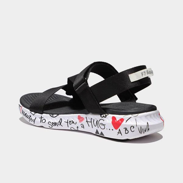 Sandal Shondo F7 Crush đen đế trắng in chữ F7L0010