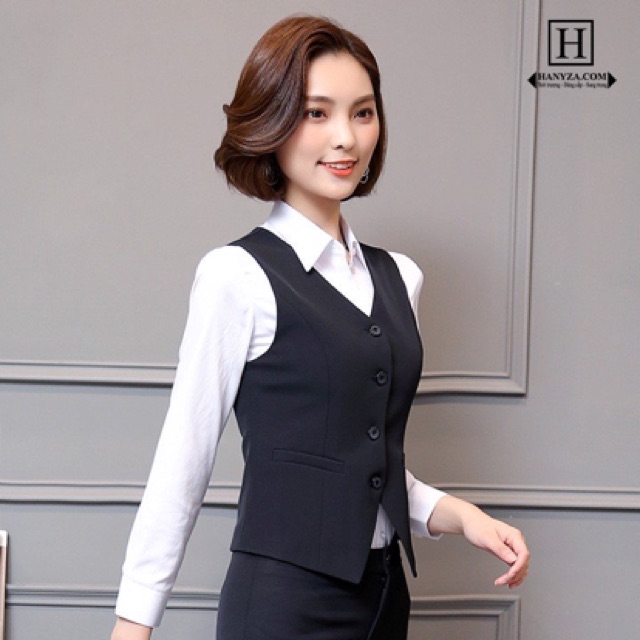 Áo Gile Nữ Dáng Ngắn Phong Cách Overalls