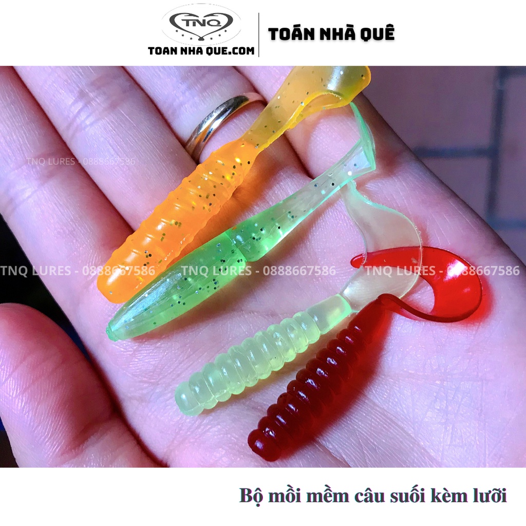 Bộ mồi mềm câu suối kèm lưỡi TNQ LURES - TOÁN NHÀ QUÊ