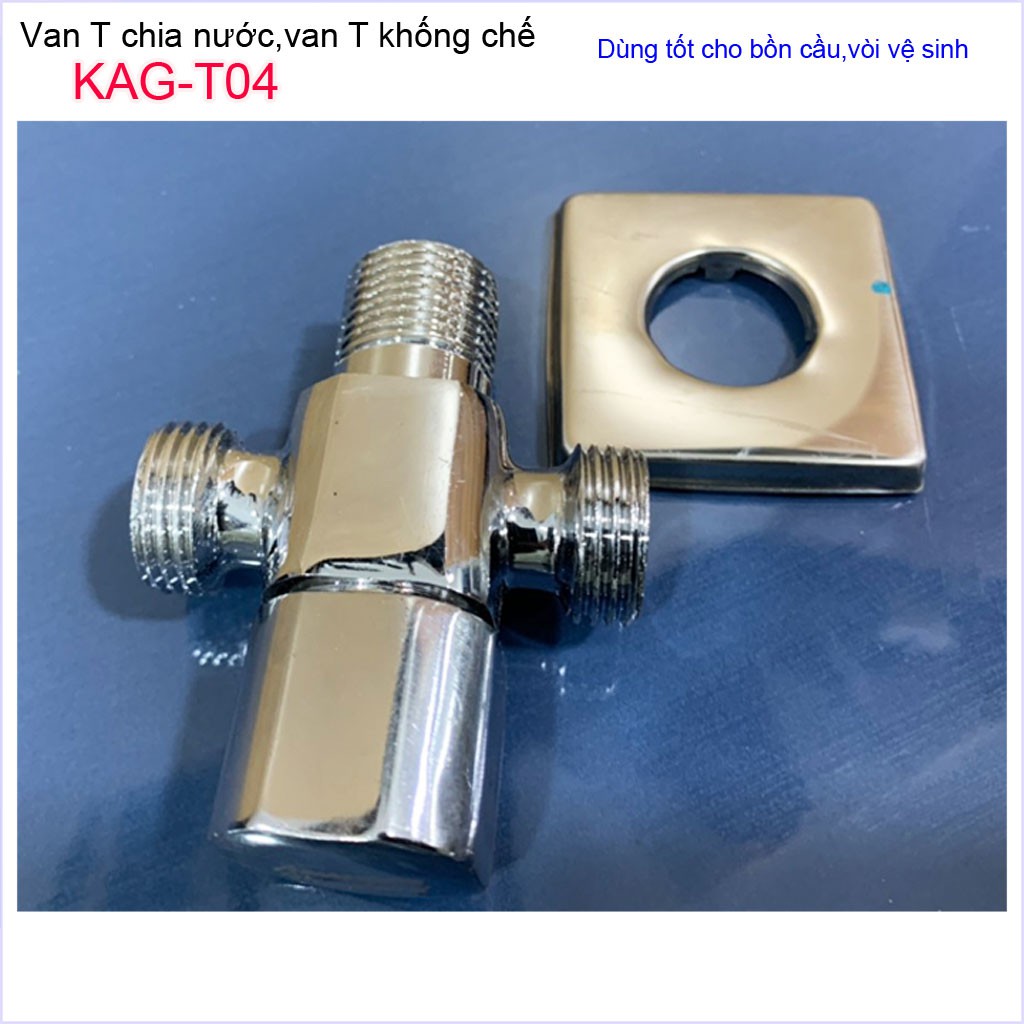 T chia nước van khóa giảm áp KAG-T04 cao cấp, van T chia nước bồn cầu và vòi xịt, T nối nước vòi xịt siêu bền