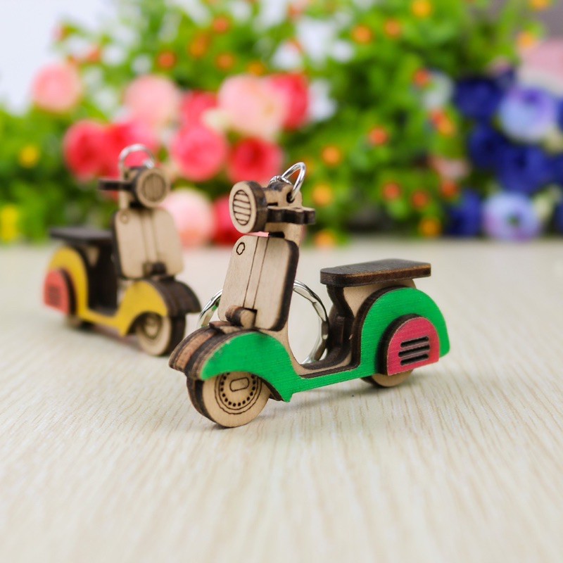 Sỉ 100 móc khoá XE MÁY bằng gỗ