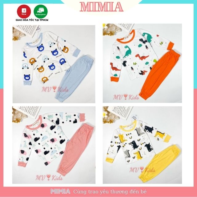 Bộ MINKY MOM Bé Trai Bé Gái 8-18kg Đồ Bộ Thun Lạnh Dài Tay Thu Đông Thoáng Mát Hình Động Vật Cho Bé 0-5 Tuổi -MIMIA