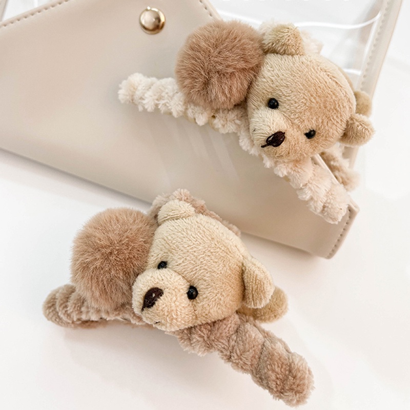 Kẹp tóc hình gấu nhồi bông phong cách Hàn Quốc dễ thương cho nữ