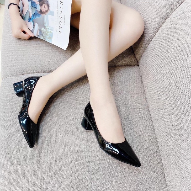 Giày cao gót công sở nữ 5p mũi nhọn da trơn đẹp rẻ thời trang