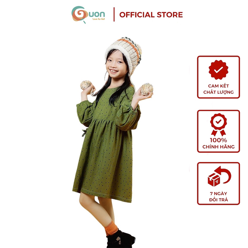 Váy bé gái chấm bi từ 11-25kg vải cotton thoáng mát Quế Chi - GUON