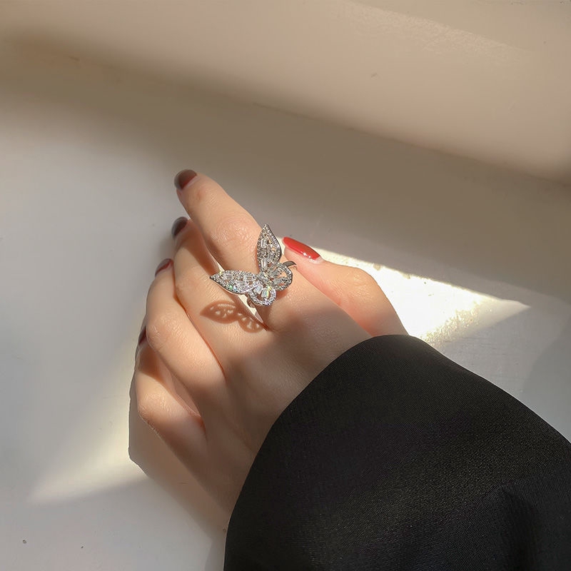Nhẫn Dạng Hở Hình Bướm Đính Đá Xinh Xắn Dành Cho Nữ