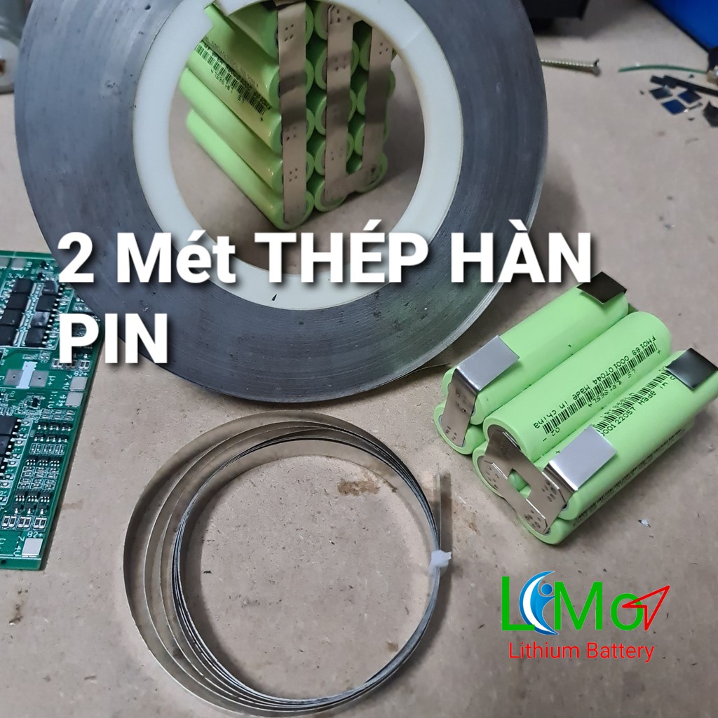 LIMO - THÉP MẠ NIKEN HÀN PIN (2 mét). Thép chuyên đóng pin. có thể dùng máy hàn cell pin hoặc mỏ hàn đều hàn được