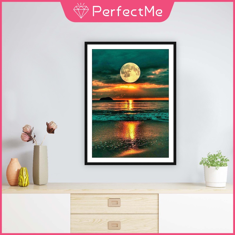 Bộ Tranh Đính Đá 5D Tự Làm 30x40cm Hình Phong Cảnh Hoàng Hôn